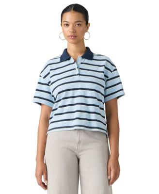Levi's Women's Didion Rugby Short-Sleeve Collared Polo Shirt - Pepper Stripe Angel Falls | Macy's