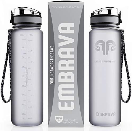 Embrava Best Sports Water Bottle - 32oz Large - Fast Flow, Flip Top Leak Proof Lid w/ One Click O... | Amazon (US)