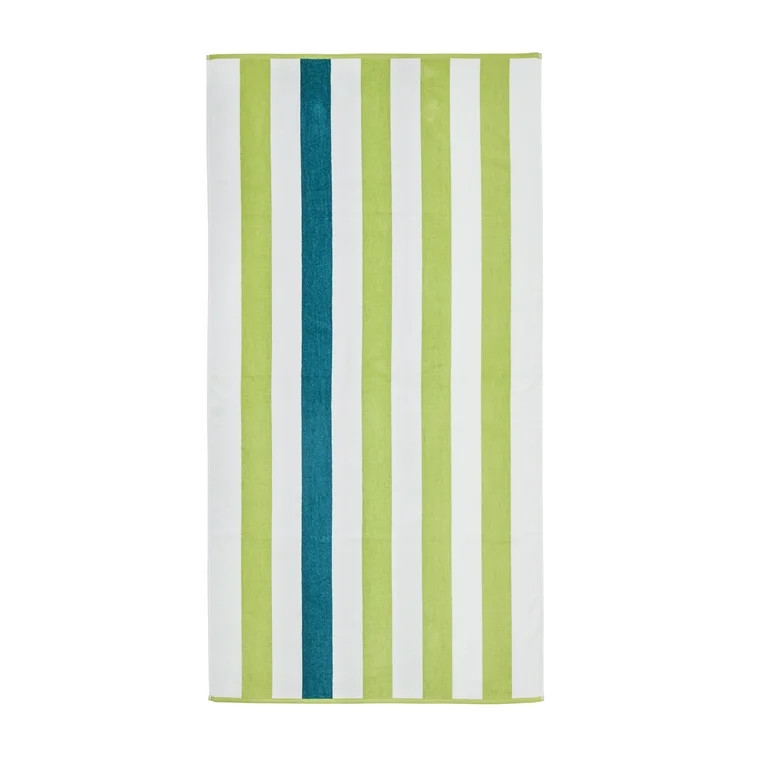 Better Homes & Gardens Cabana Reversible Striped Beach Towel, Green | Walmart (US)