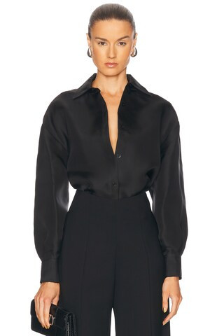 Carolina Herrera Oversized Button Down Top in Black | FWRD 