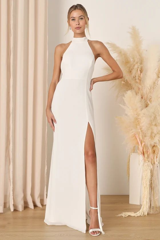 Captured Your Heart White Halter Maxi Dress Maxi Spring Dress Maxi Dress Outfit Lulus Dresses | Lulus (US)