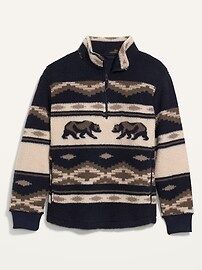 Cozy Patterned Sherpa Quarter-Zip Sweatshirt for Men | Old Navy (US)