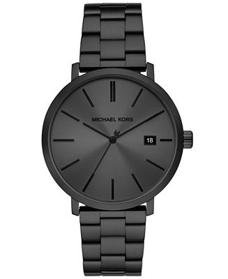 Michael Kors Men's Blake Three-Hand Date Black Stainless Steel Watch 42mm - Macy's | Macy's