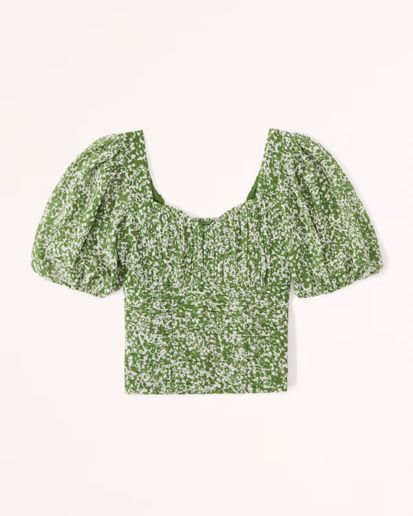 Ruched Puff Sleeve Sweetheart Top | Abercrombie & Fitch (US)