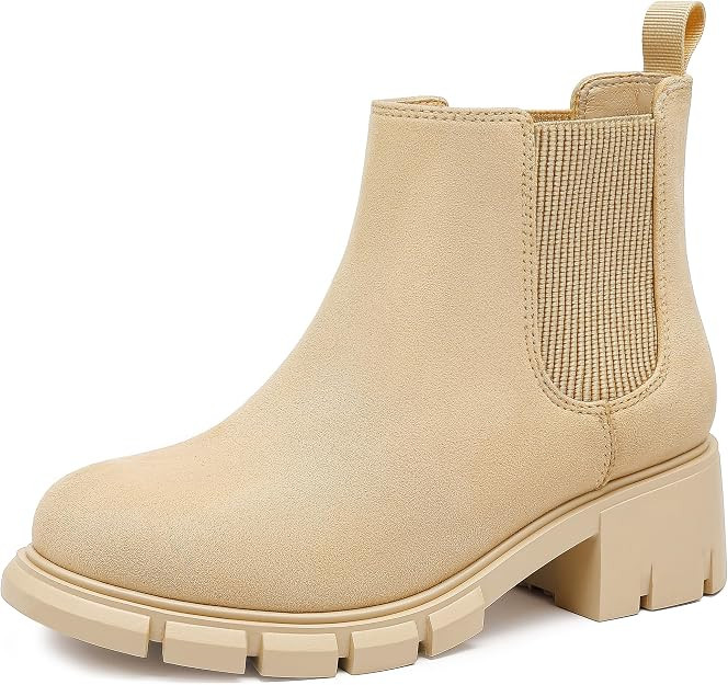 Girls Ankle Boots Kids Chelsea Booties Slip on Lug Sole Low Heel Fall Boot for Little Big Kid | Amazon (US)