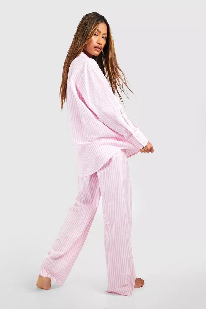 Cotton Pinstripe Pajama Pants | boohoo (US & Canada)