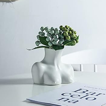 Flower Vase, Body Style Flower Vase ,Black Glossy Cramic Vase,Hand-Plated Made Sculpture Vase,Decor  | Amazon (US)