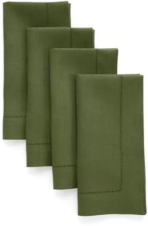 Solino Home Linen Cloth Napkins Set of 4-100% Pure Linen Olive Dinner Napkins 20 x 20 Inch for Ne... | Amazon (US)