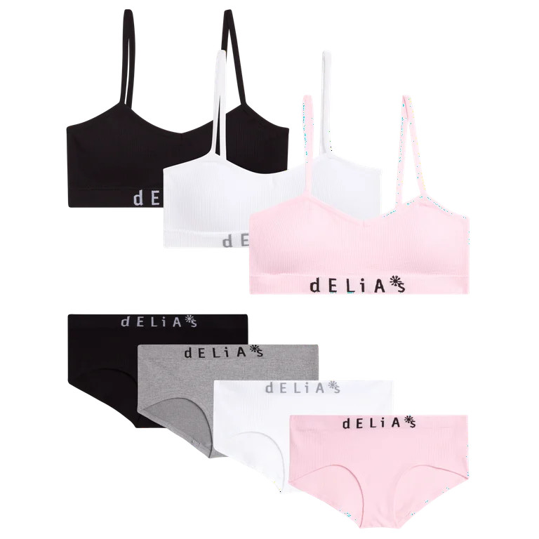 dELiA*s Girls' Training Bra Underwear Set - 7 Piece Seamless Training Bralette and Hipster Pantie... | Walmart (US)