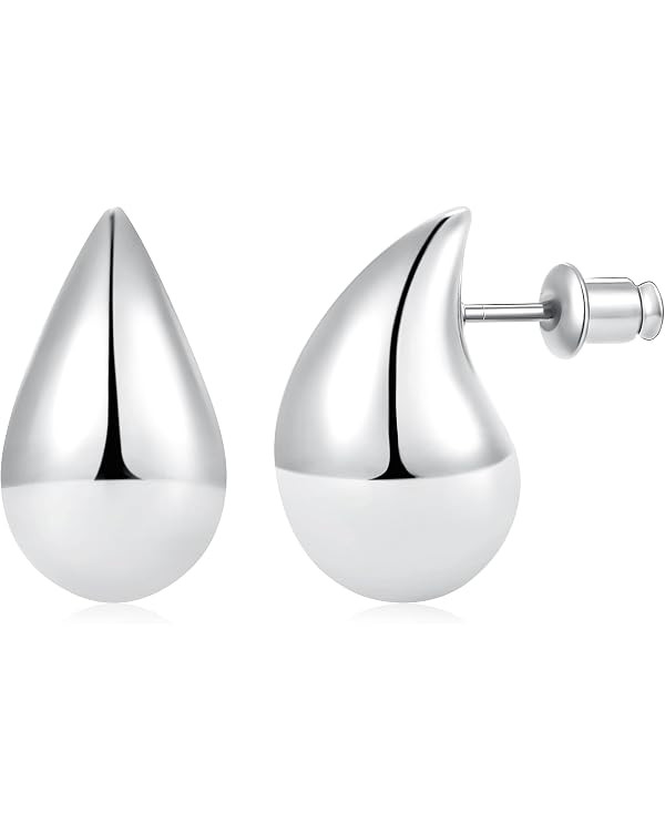 Gacimy Teardrop Earrings Dupes for Women 14K Gold Plated, Chunky Drop Earrings for Women with 925... | Amazon (US)