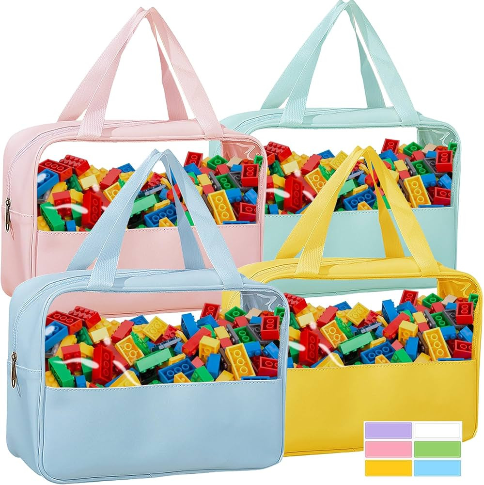 4-Pack Large Toy Organizer PU Leather Organizer Bag with Zipper, Toy Organizer Bag with Portable ... | Amazon (US)
