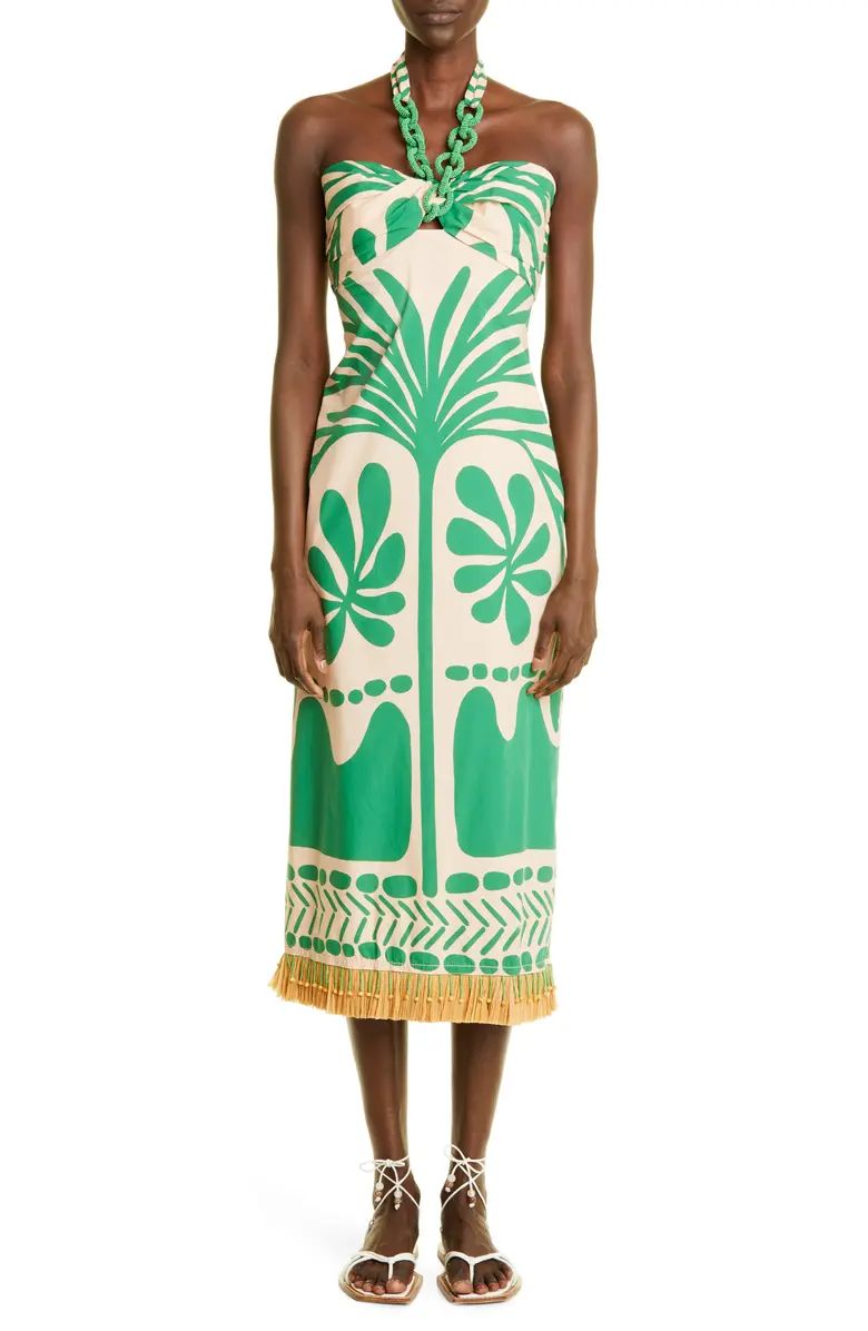 Johanna Ortiz Ritmo Vivo Tropical Print Beaded Organic Cotton Midi Dress | Nordstrom | Nordstrom