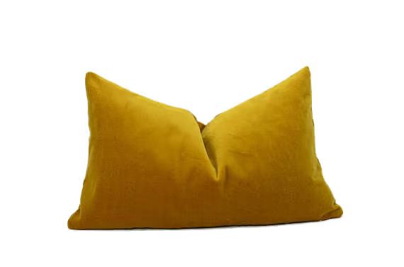 mustard velvet pillow cover // dark yellow velvet pillow // rectangle velvet pillow // mustard ve... | Etsy (US)