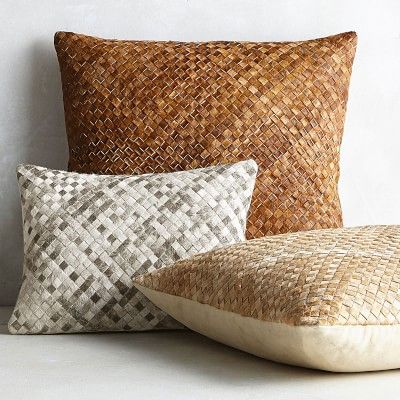 Woven Leather Hide Pillow Cover | Williams-Sonoma