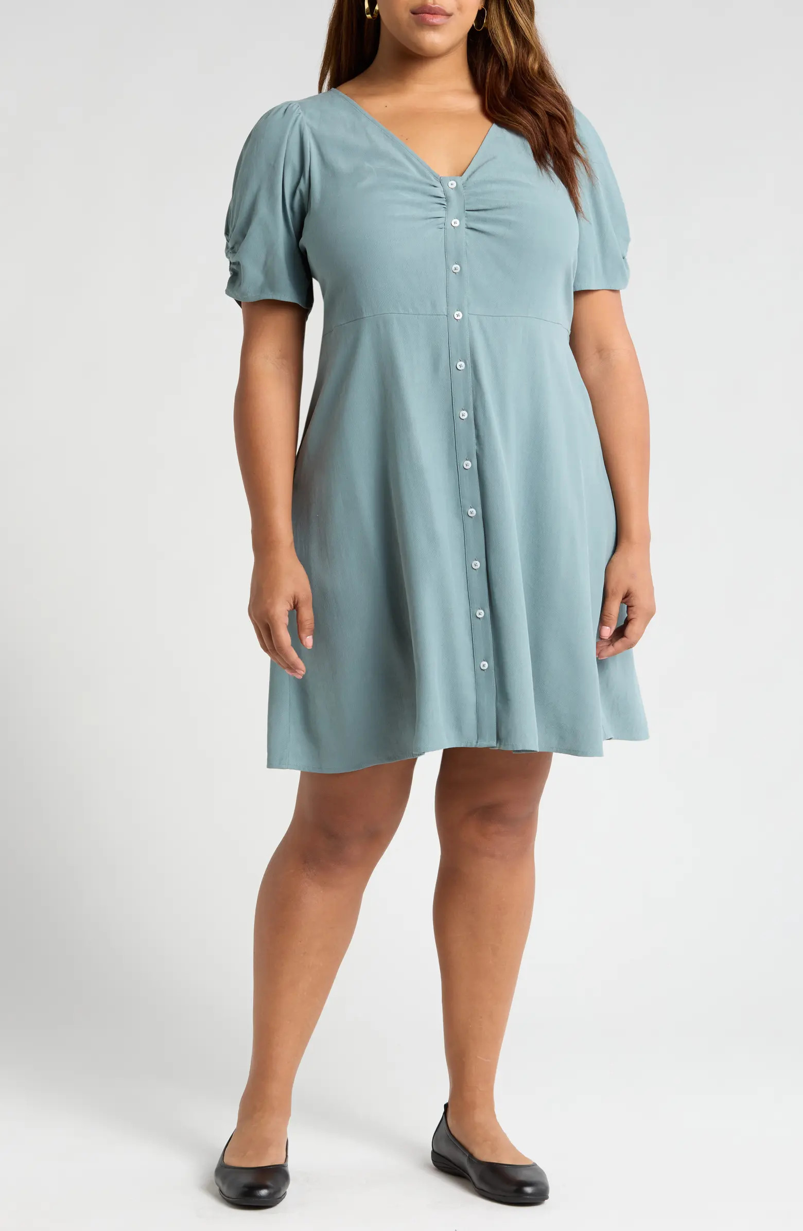 Madewell V-Neck Button Front Mini Dress | Nordstrom | Nordstrom