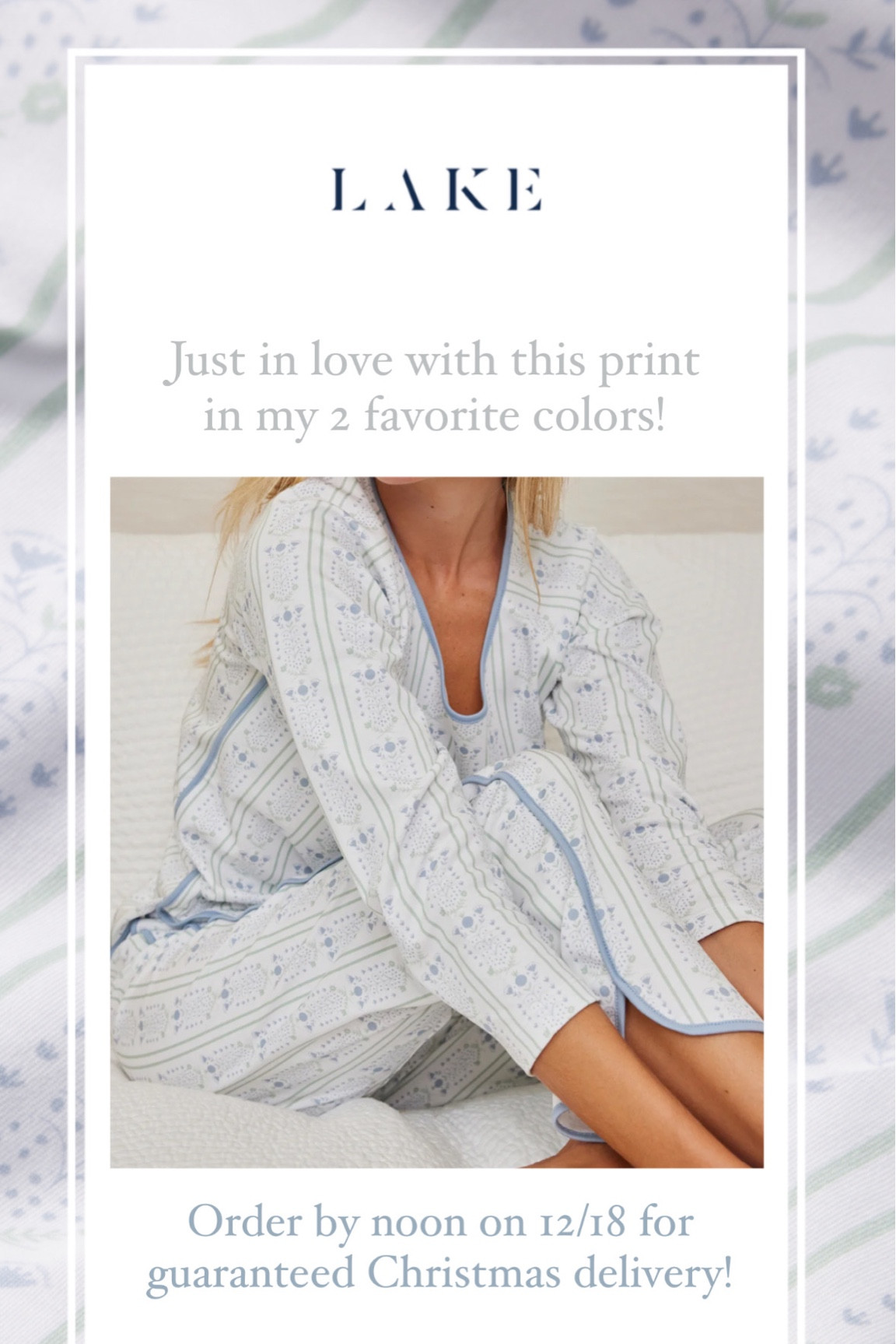 New release print of my favorite LAKE pajamas 🩵💚🤍 @lakepajamas #lakepajamas

I size UP to a medium! Normally a true size small

#LTKHoliday #LTKSeasonal #LTKGiftGuide