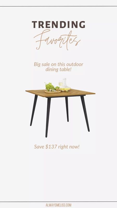 Outdoor dining table with umbrella hole and adjustable foot pads is on sale for 49% off right now! Don’t miss over $100 in savings!

Target 
Outdoor furniture 
Dining table 

#LTKSaleAlert #LTKHome #LTKFamily