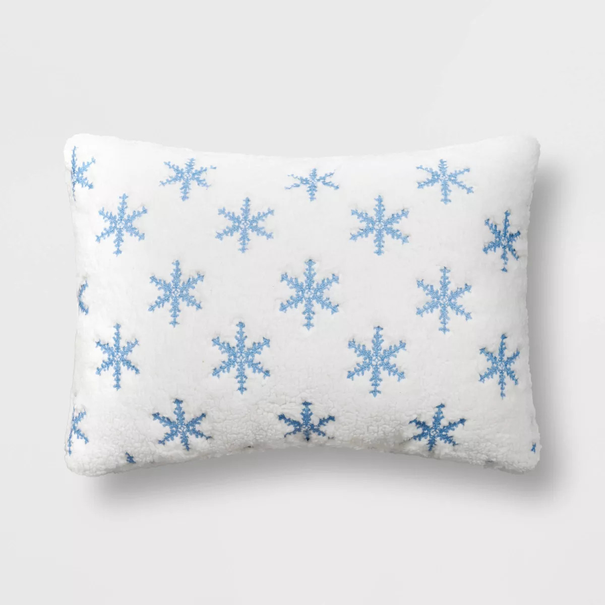 Faux Shearling Snowflake Lumbar Throw Pillow Ivory/Blue - Threshold™ | Target