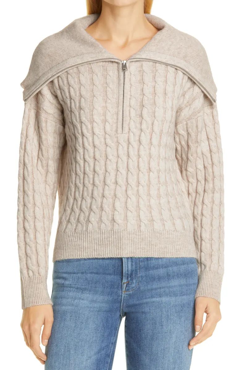 FRAME Half Zip Wool Blend Cable Sweater | Nordstromrack | Nordstrom Rack