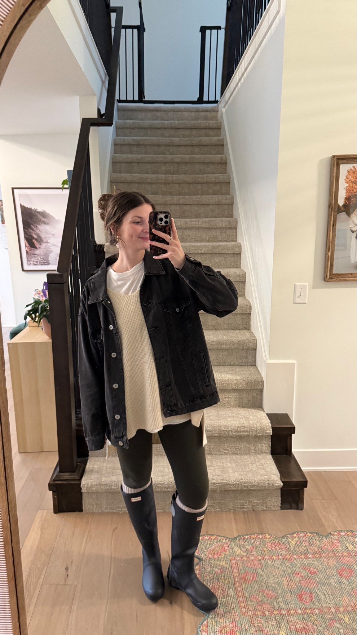 Rainy day! Wearing a small in leggings and white layering tee! Thermal and jacket are old, linked similar! Comfy hunter boots outfit! 

Spring outfit 

#LTKootd