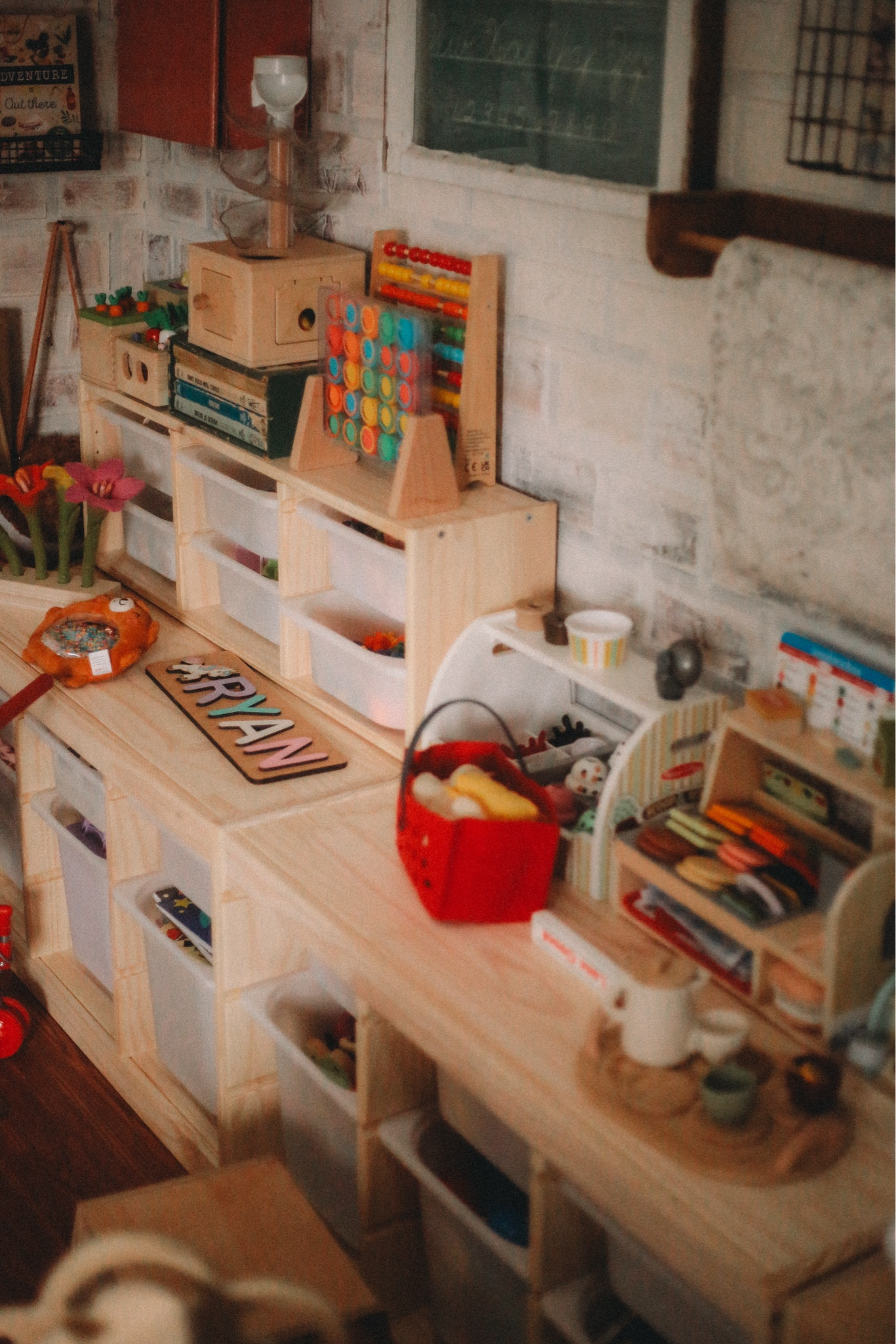 Our kids playroom which is actually in our living room. We added the trofast storage to create more toy storage as well as keep everything right at our toddlers height. It stores so much. Also linked majority of her toys. We aim for high quality Montessori style if we can so they will last through several kids  

#LTKFamily #LTKHome #LTKKids