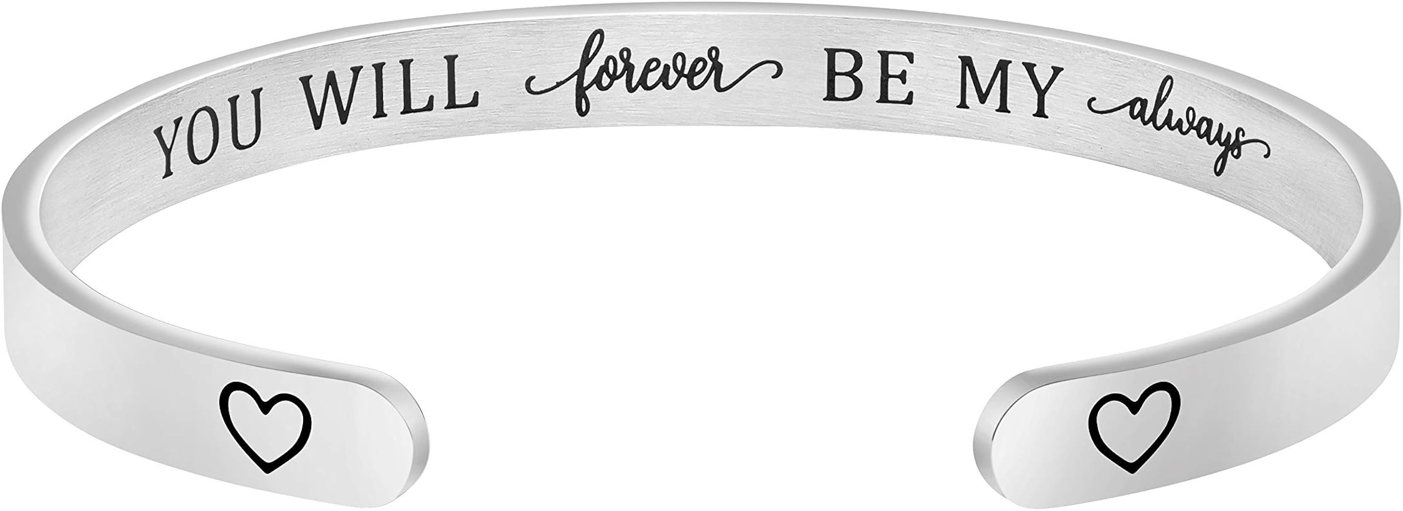 JoycuFF Women Bangle Bracelet Cuffs Open White Inspirational Girls Jewelry Engraved Encourage Man... | Amazon (US)