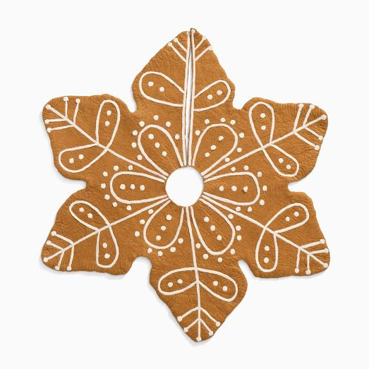 Felt Gingerbread Snowflake Tree Skirt | West Elm (US)