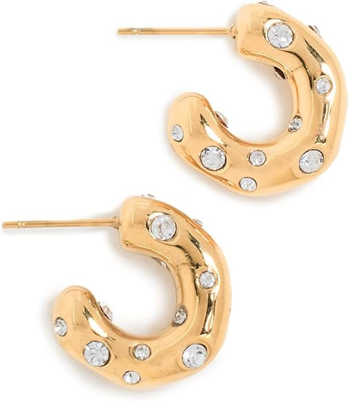 Kenneth Jay Lane Women's Gold & Crystal Free Form Tube Hoops | Amazon (US)