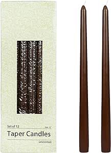 Zest Candle 12-Piece Taper Candles, 12-Inch, Brown | Amazon (US)