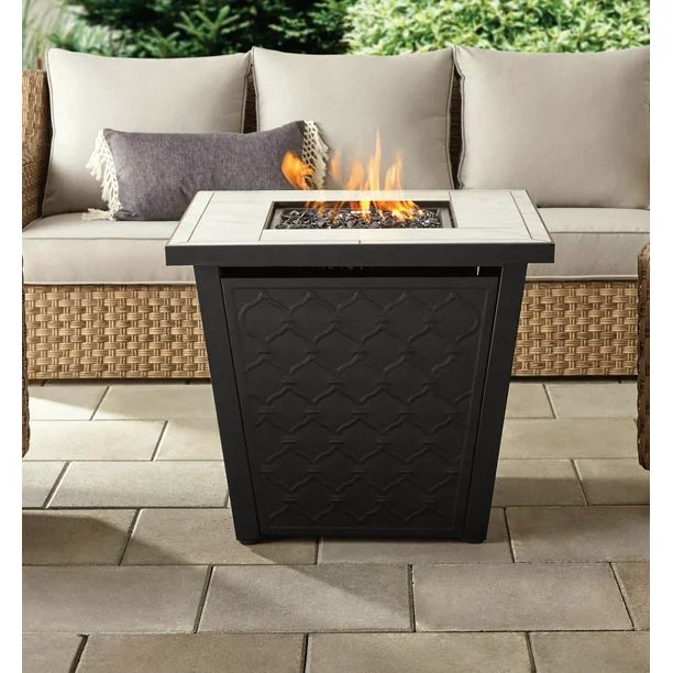 Better Homes & Gardens River Oaks 30” Square LP Gas Ceramic Tile Fire Pit Table | Walmart (US)