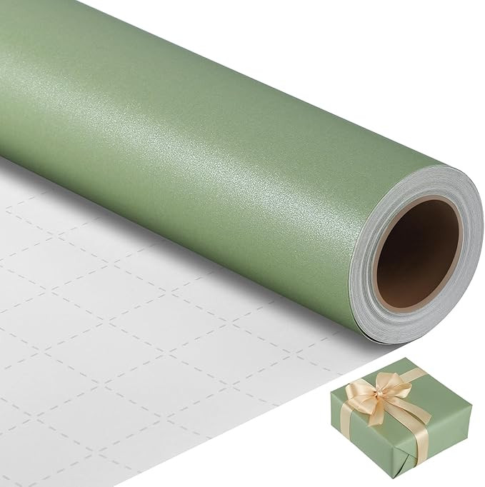 woric Wrapping Paper Roll 17 In X 33 Ft Sage Green Wrapping Paper Green Gift Wrap for Baby Shower... | Amazon (US)