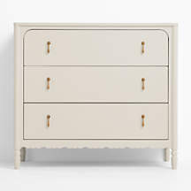 Beatrix 36" Linen Wood Narrow 3-Drawer Kids Dresser | Crate & Barrel