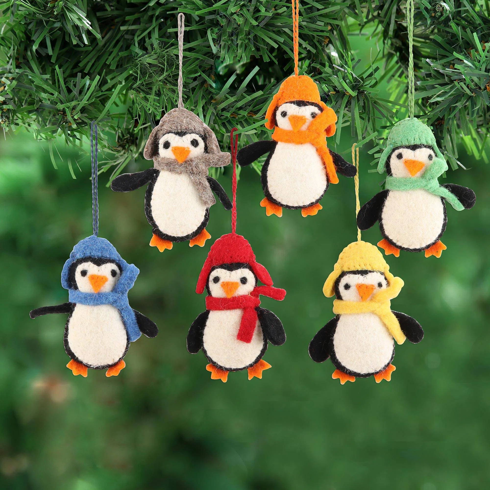 The Holiday Aisle® Cozy Penguins , Wool Felt Ornaments (Set Of 6) (Set of 6) | Wayfair North America