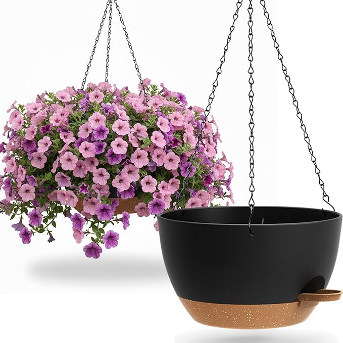 13 Inch 2 Pack Large Self Watering Hanging Planters for Indoor Outdoor Plants, Hanging Plant Pots... | Amazon (US)
