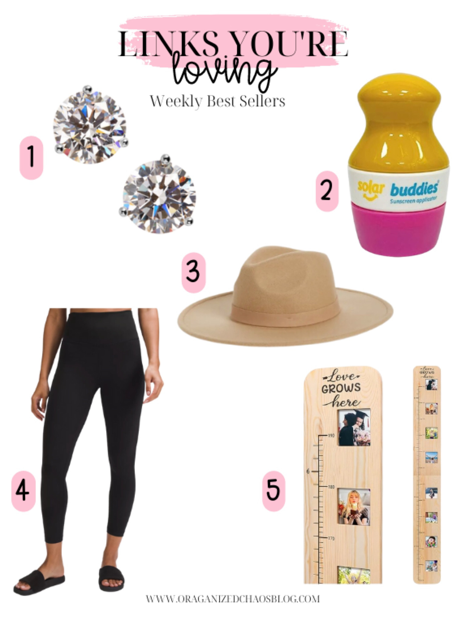 Weekly best sellers

CZ stud earrings
Solar Buddies
Fall hat
Lululemon leggings
Watch me grow ruler 

#LTKunder100 #LTKunder50 #LTKFind