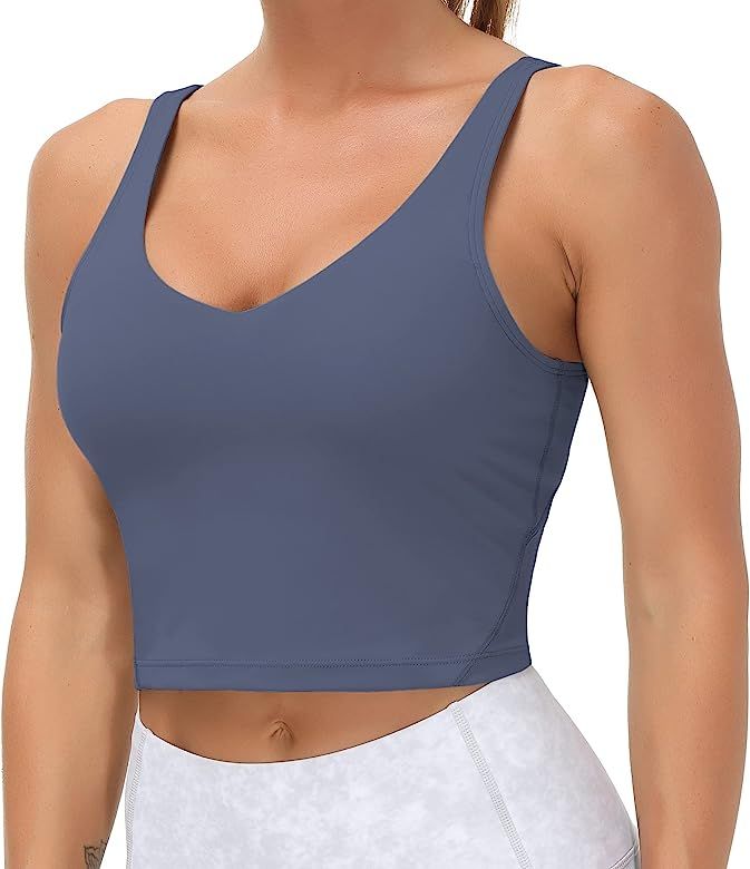 Women’s Longline Sports Bra Wirefree Padded Medium Support Yoga Bras Gym Running Workout Tank T... | Amazon (US)