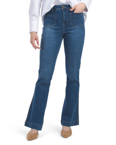 High Rise Patch Pocket Flare Jeans | TJ Maxx
