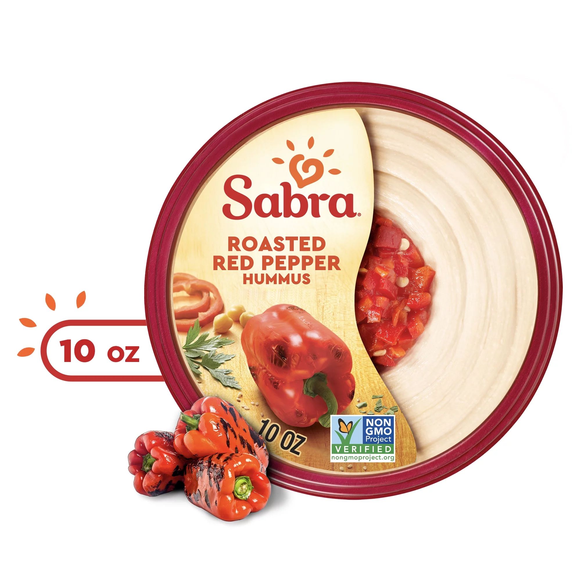 Sabra Roasted Red Pepper Hummus, Fresh, 10 oz Plastic Tub | Walmart (US)