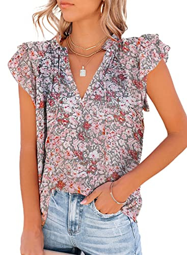 Dokotoo Women's Casual V Neck Tops Drawstring Short Sleeve T Shirt Blouses | Amazon (US)