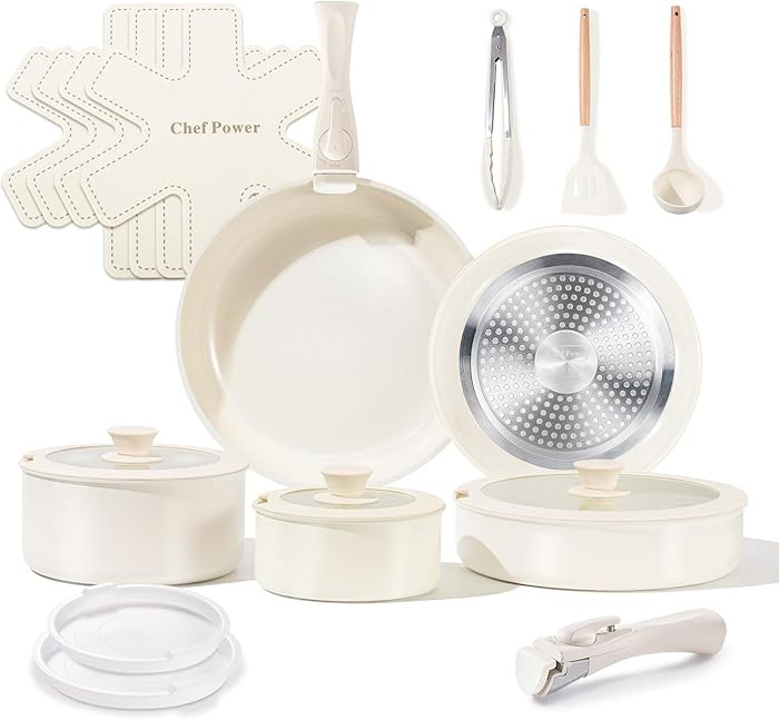 Chef Power Ceramic Cookware Set Non Toxic with Detachable Handles, Healthy Nonstick Pans and Pots... | Amazon (US)