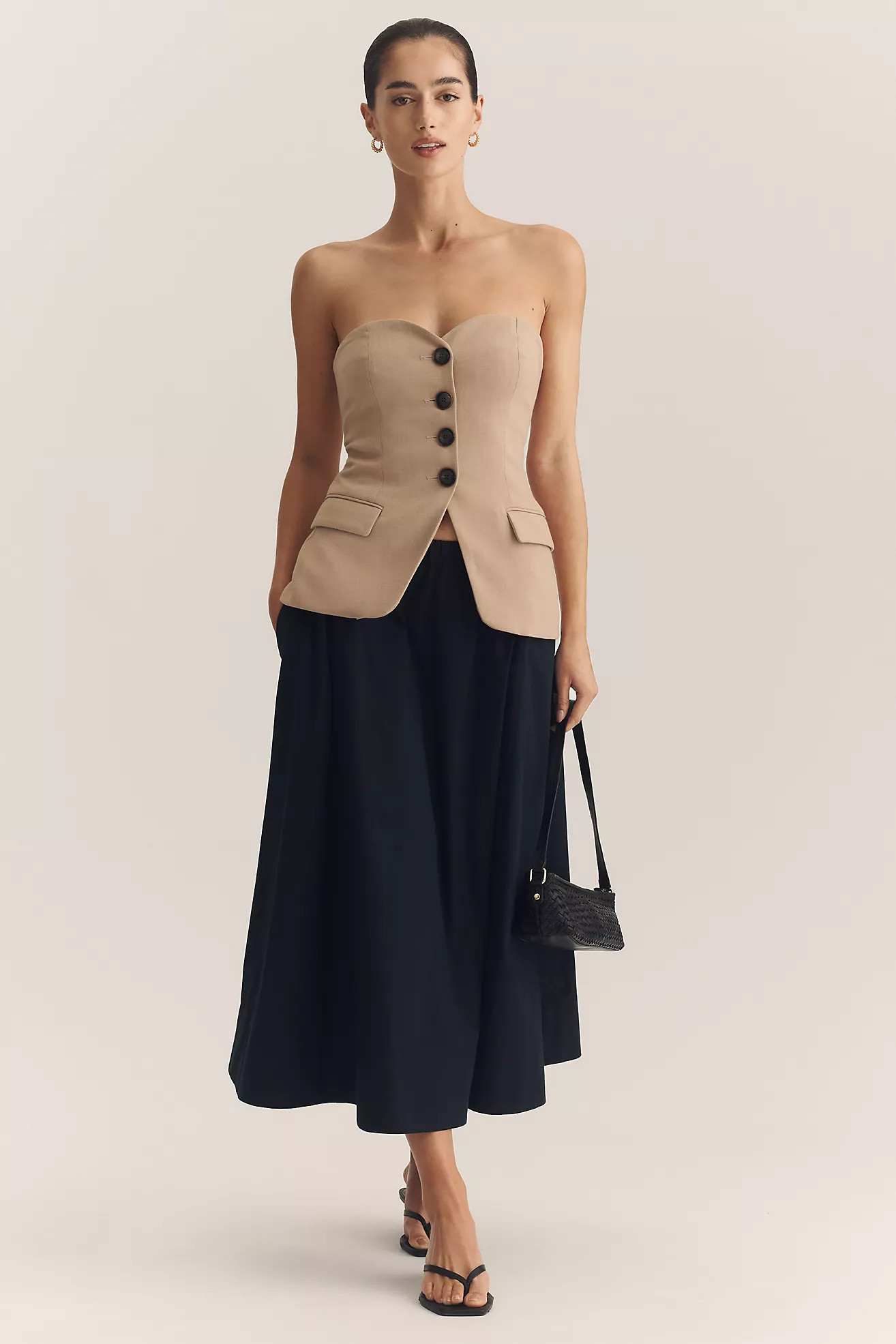Maeve Cotton Pull-On Midi Skirt | Anthropologie (US)