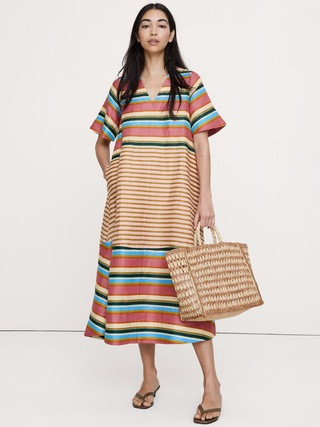 Linen Trapeze Midi Dress | Banana Republic (US)