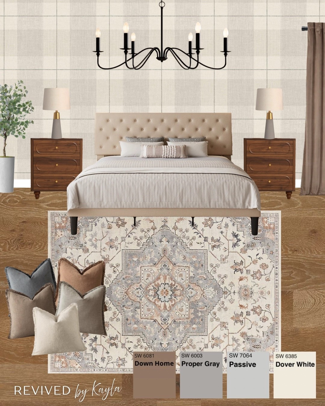 Neutral modern bedroom design with brown, grey, and beige decor and paint colors from Sherwin Williams 🩶


#bedroomdesign #bedroomdecor #furniture #bedroomfurniture #paintcolors #neutralpaintcolors #moderndecor #neutraldecor #homedesign #homedecor #roomdesign #roomdesign Beige bed, neutral rug, grey decor, throw pillows, wood nightstands, black light fixture, plaid neutral wallpaper #home

#LTKFindsUnder100 #LTKHome #LTKFindsUnder50
