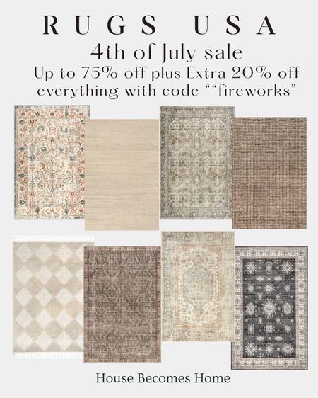 Rugs USA 4th of July sale! Up to 75% off plus extra 20% off everything with code “fireworks"

#LTKSummerSales #LTKSeasonal #LTKSaleAlert