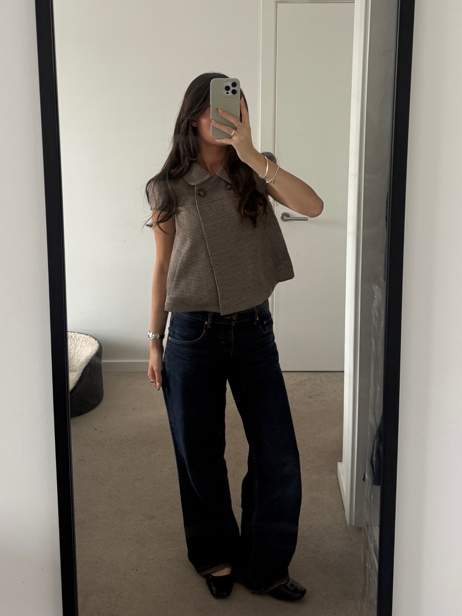 Autumn winter outfit inspiration in my favourite outfit at the momemt.

I paired my favourite indigo motel parallel jeans with this cider Peter Pan collar top in beige, with my Mary Jane ballet flats from Office🤍 

#LTKwinter #LTKuk #LTKautumn