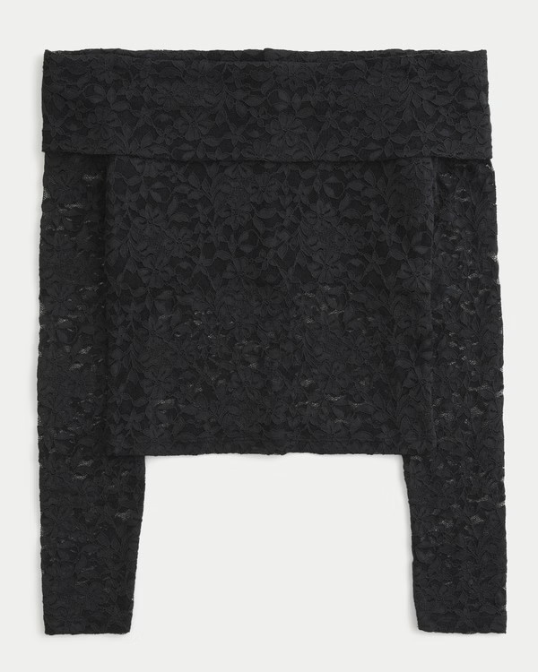 All-Over Lace Off-the-Shoulder Top | Hollister (US)