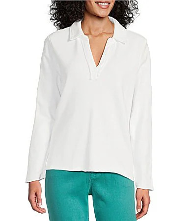 Tommy Bahama Marina Del Mar Solid Fleece Point Collar Long Sleeve Popover Top - M | Dillard's