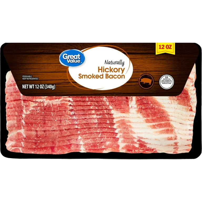 Great Value Hickory Smoked Bacon, 12 oz - Walmart.com | Walmart (US)