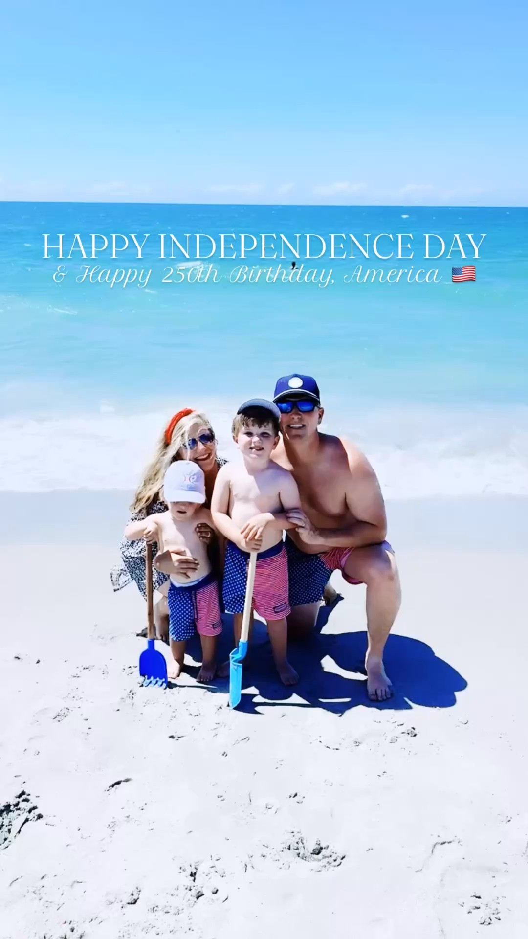 Happy Independence Day from our family to yours!!! 🇺🇸👶🏼❤️🐚🌊 And Happy Happy 250th Birthday, America - Land that We Love!!! 🧨🌟🤍💫💙 #happyfourthofjuly #fourthofjulyatthebeach #happybirthdayamerica #250years #faithfamilyfreedom 

It just doesn’t get much better than Fourth of July 🇺🇸 down at the beach house 🌊 - allllll the red white and blue ❤️🤍💙, Stars and Stripes 🌟, cousin 👶🏼 beach 🐚 fun 🪏, pool time 💦, and some patriotic shaved ice!! 🍧

PS… how stinkin’ adorable 🤭🥰 are the boys’ matching @vineyardvines swimsuits?! 🩳 Linked 🔗 them over on my LTKit shop for y’all! 🫶🏽 Got these little American lovin’ babies 👶🏼🇺🇸 down for naps 💤 (dreamin’ 💭 of red, white and blue 😉) and then it’s time for our annual Fourth of July ❤️🤍💙 cookout 🍔🌭 and fireworks 🧨 show tonight!! 🎉 Best holiday and best time of year!! ☀️ Happy Fourth of July, y’all!! ❤️🇺🇸💙