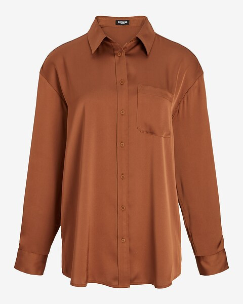 Satin Boyfriend Portofino Shirt | Express